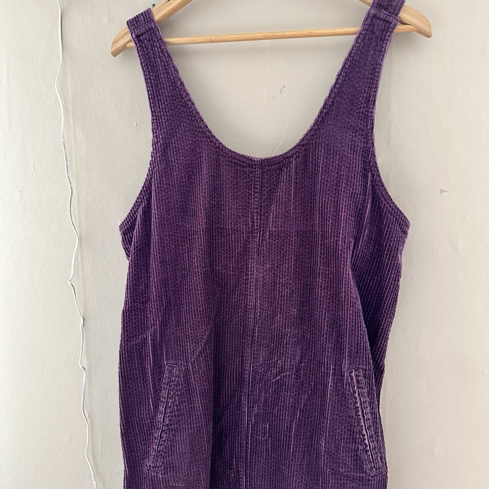 VTG JG Hook Women Maxi Jumper Dress Size 12P Purple Corduroy Cottagecore Overall - Picture 2 of 8